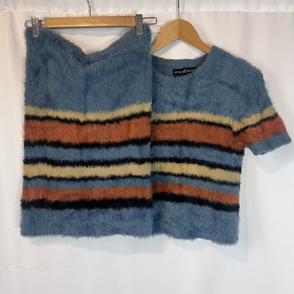 Almost Famous Two Piece Fuzzy Sweater Large and Skirt Medium Y2K - Picture 2 of 8